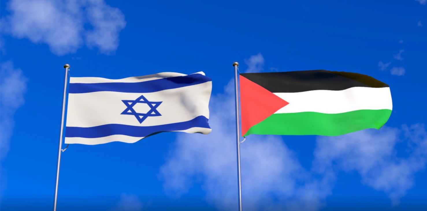 Photo of Israeli and Palestinian flags