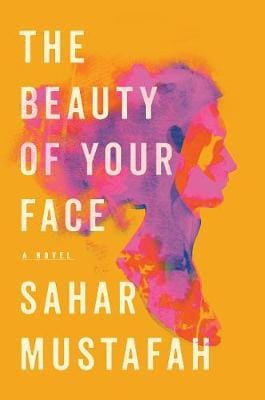 Cover of book: The beauty of your face. Orange cover with a pink and fragmented sillouite