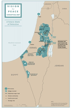 Map of West Bank divided as per Trump proposal