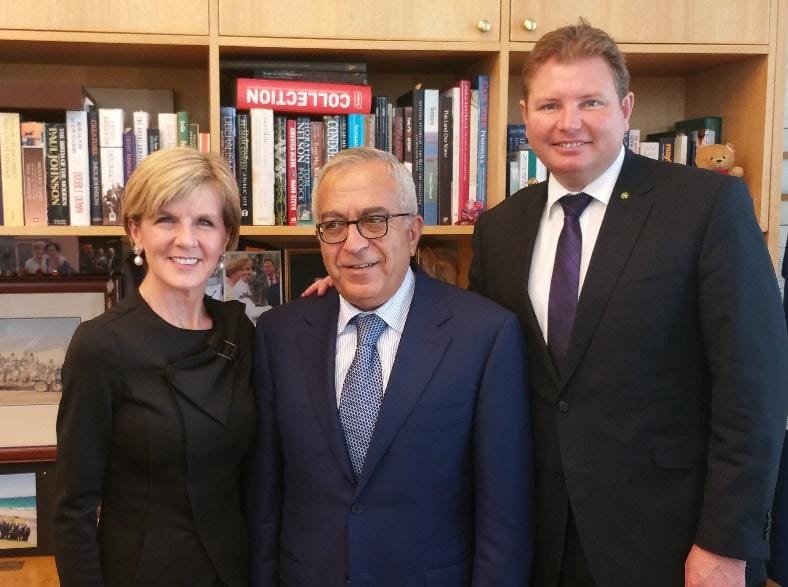 Foreign Minister Julie Bishop with Dr Fayyad and Craig Laundy MP