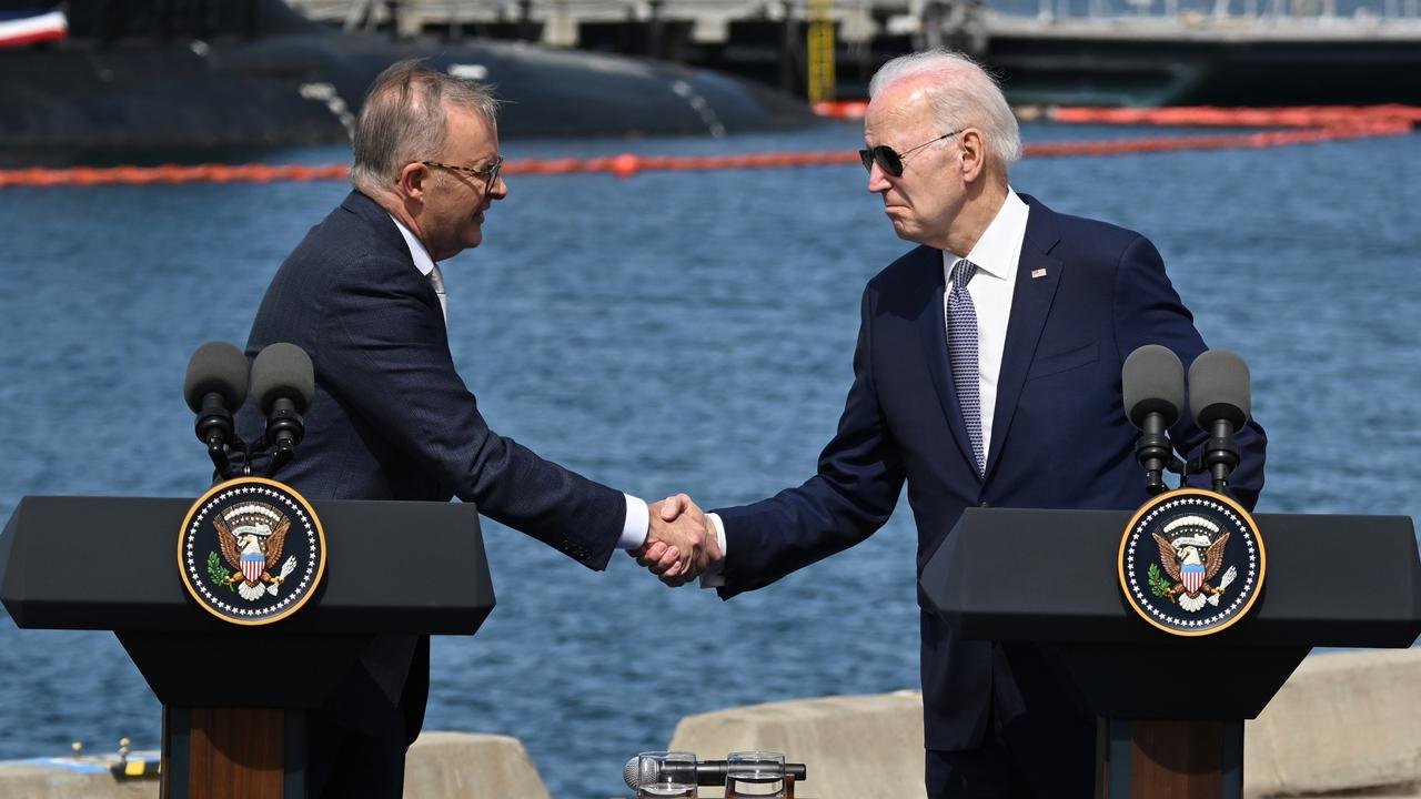 Photo of Anthony Albanese and Joe Biden shaking hands