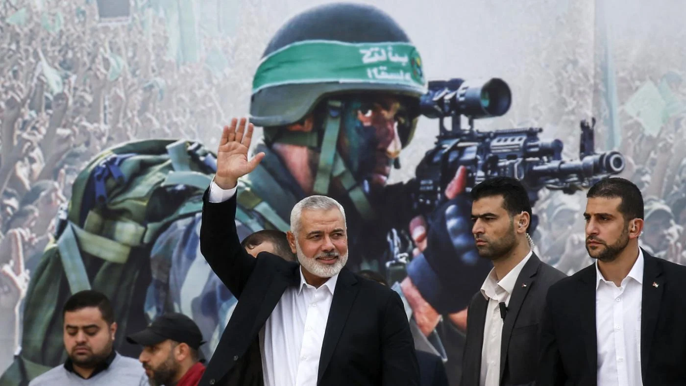 Photo of Ismail Haniyeh at a Hamas rally