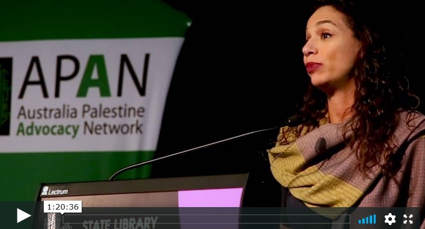 Screenhop of Noura Erakat speaking in Melbourne