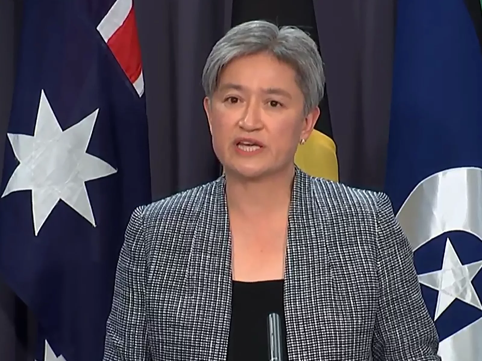 Photo of Penny Wong speaking during a press conference