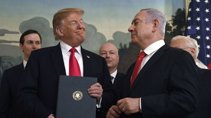 Photo of US President Trump withIsraeli president Netanyahu