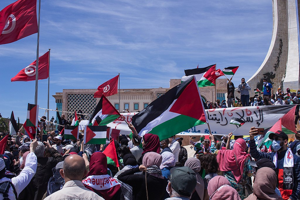 People protesting for Palestine in Tunisia